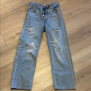 Signature by Levi Strauss Relaxed Fit Blue Distressed Jeans